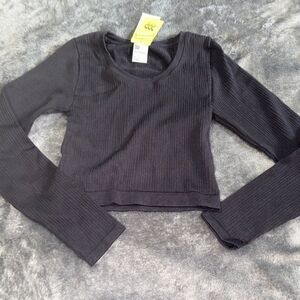 Nwt XS modal black rib seamless long sleeve shirt